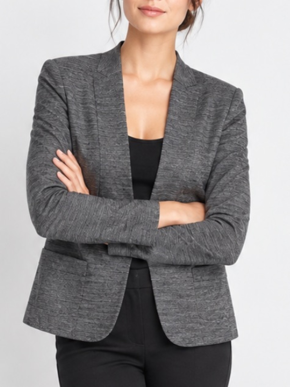 Theory Frima Open Blazer in Heathered Charcoal Grey